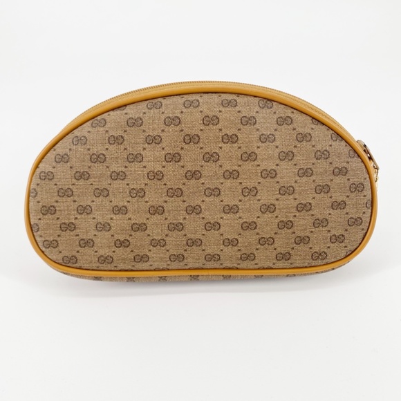 Gucci Vintage GG Monogram Tan Cosmetic Travel Toiletry Pouch Micro Clutch - Picture 4 of 10
